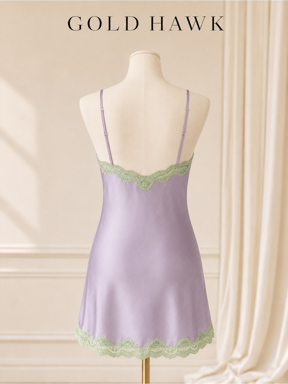 NWT Gold Hawk 100% Silk Lace Chemise Purple Haze XS GH507 - Picture 2 of 11